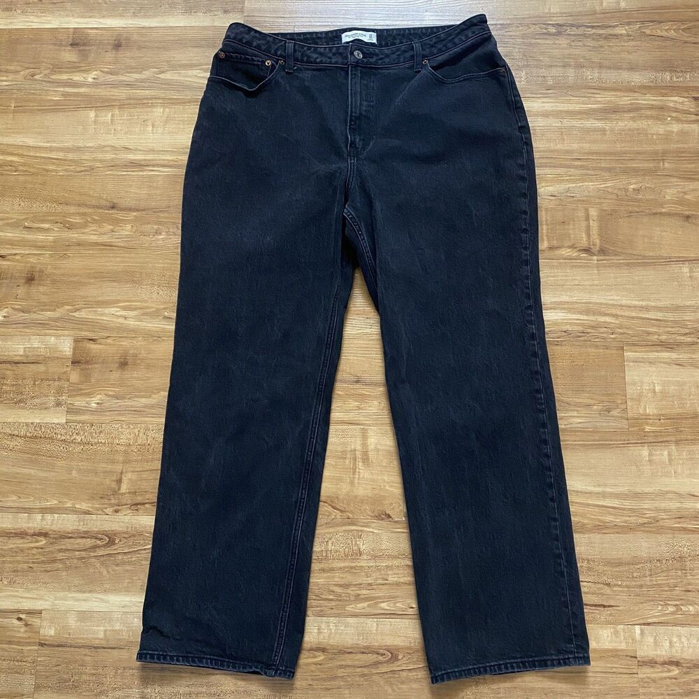Abercrombie & Fitch 33 Curve Love 90s High Rise Relaxed Black Jeans Grunge Y2K